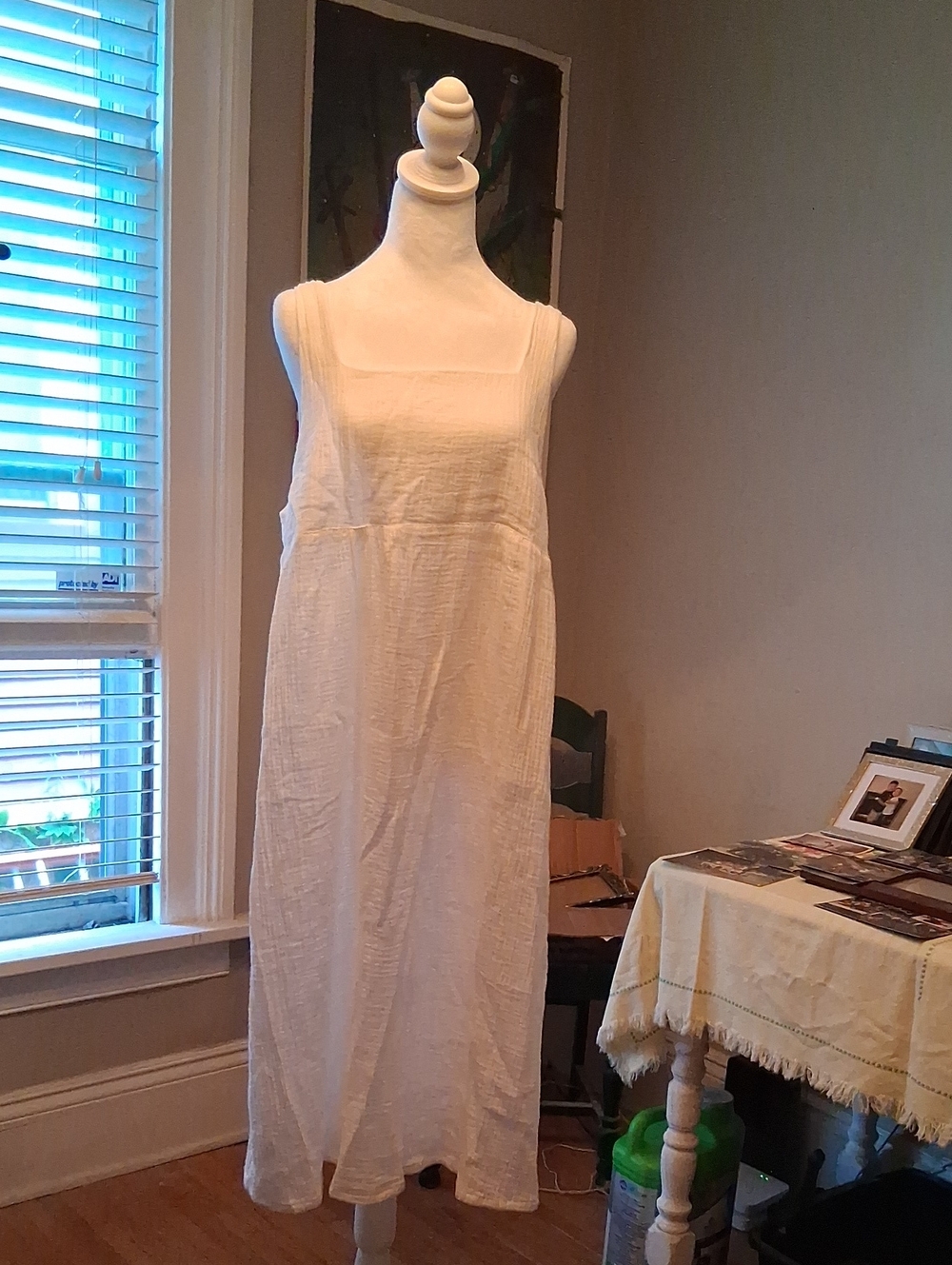 Women's White Sleeveless Cotton Slip Dress